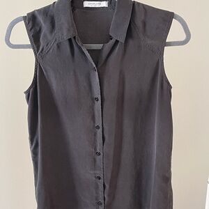 Everlane Black Silk Sleeveless Button Down Shirt with Collar S